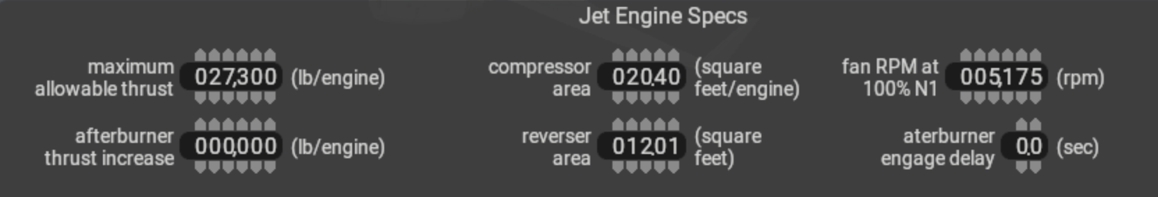 jet engine specs